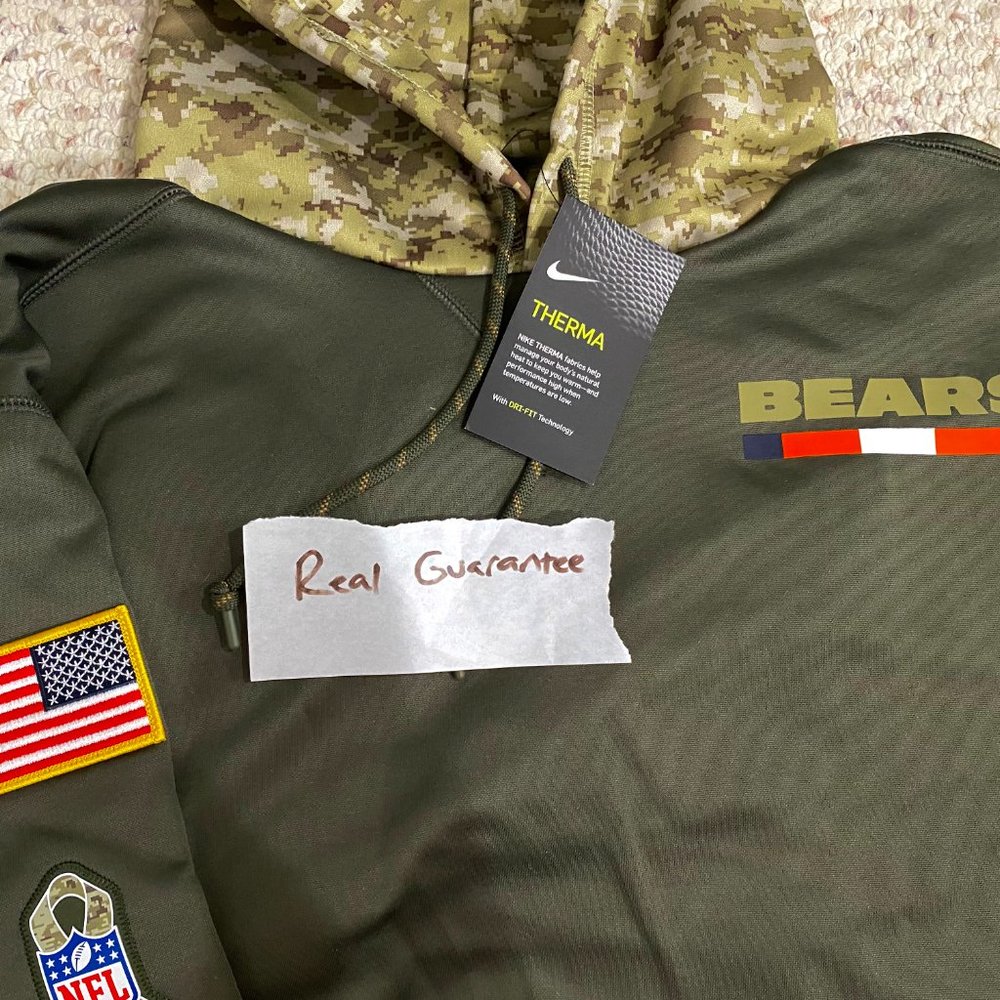 Nwt Rare 100% Nike 2017 Chicago Bears Salute To Service ON FIELD Hoodie Men's - Picture 2 of 3